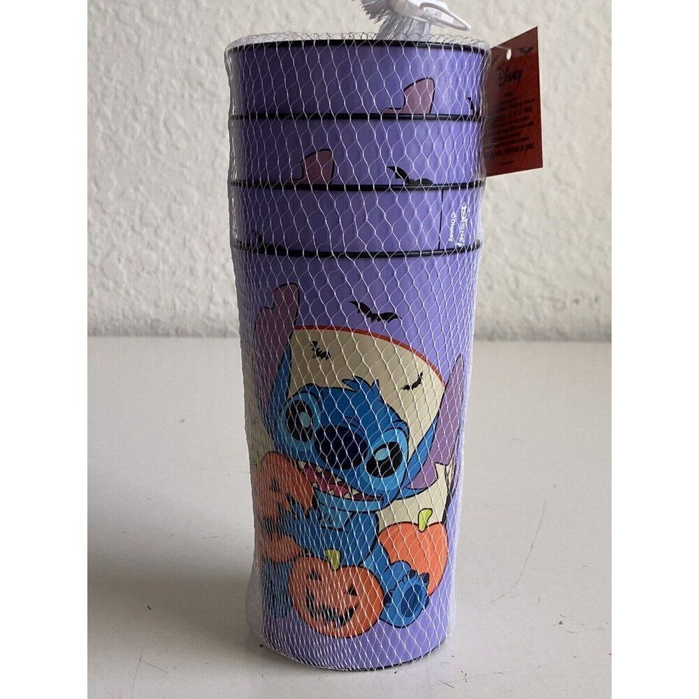 4 Pack Disney Halloween Lilo And Stitch Pumpkin Moon Bats Plastic Cups 22 Oz NEW